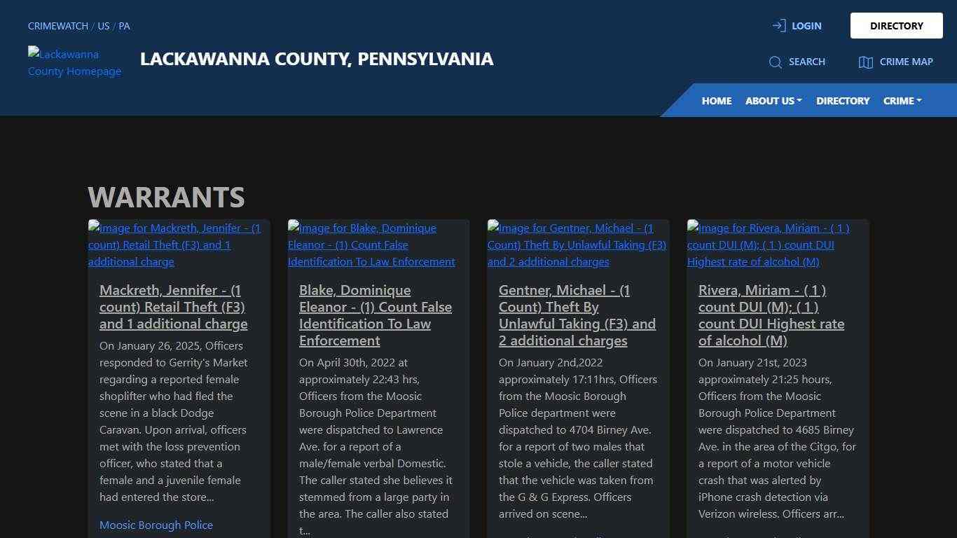 Warrants for Lackawanna County, Pennsylvania | CRIMEWATCH