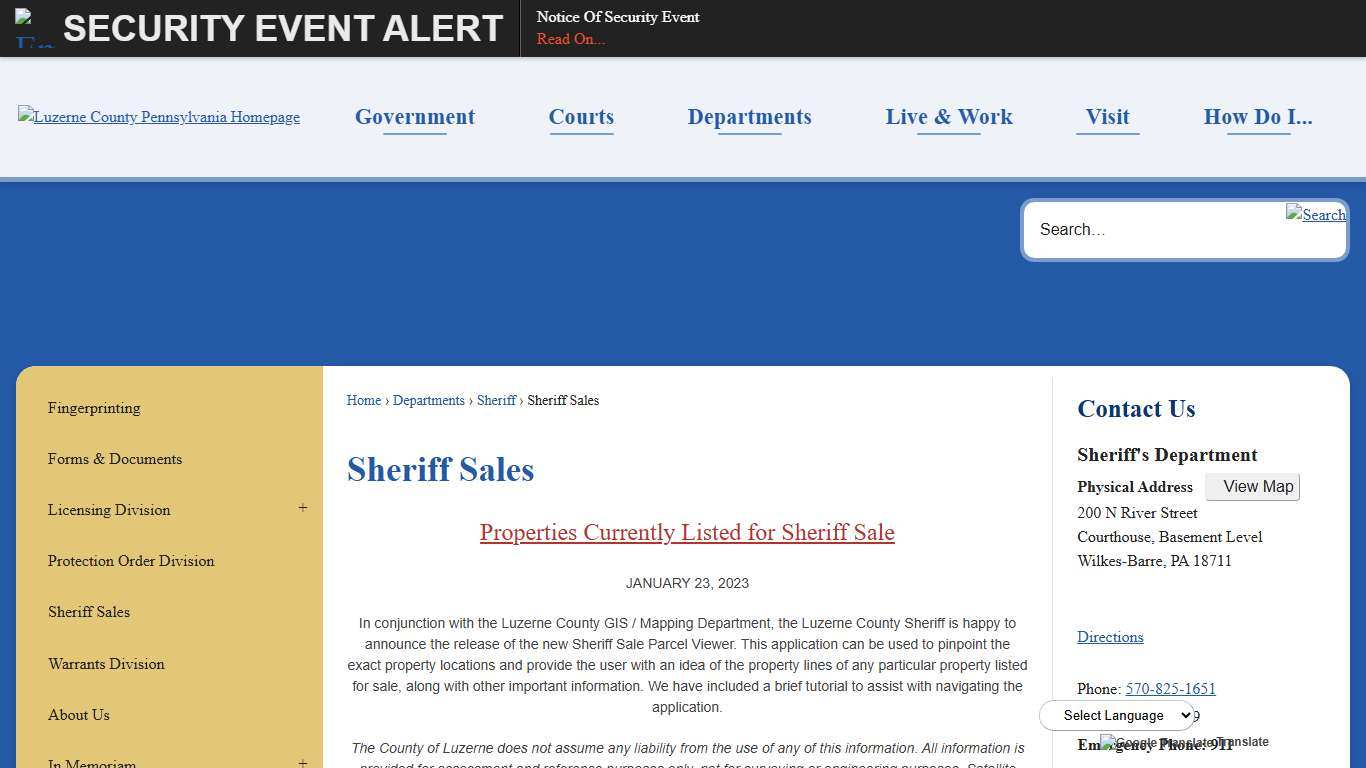 Sheriff Sales | Luzerne County, PA
