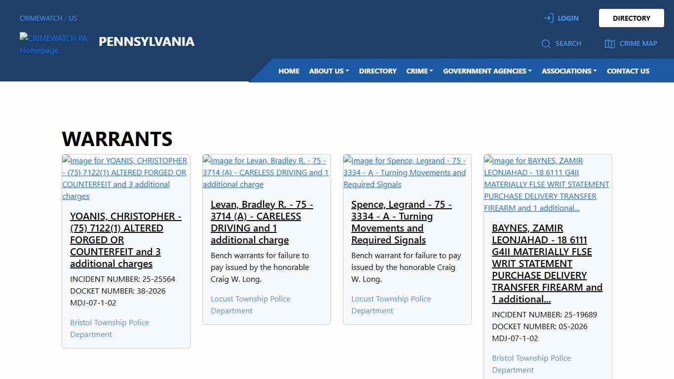 Pennsylvania Warrants | CRIMEWATCH