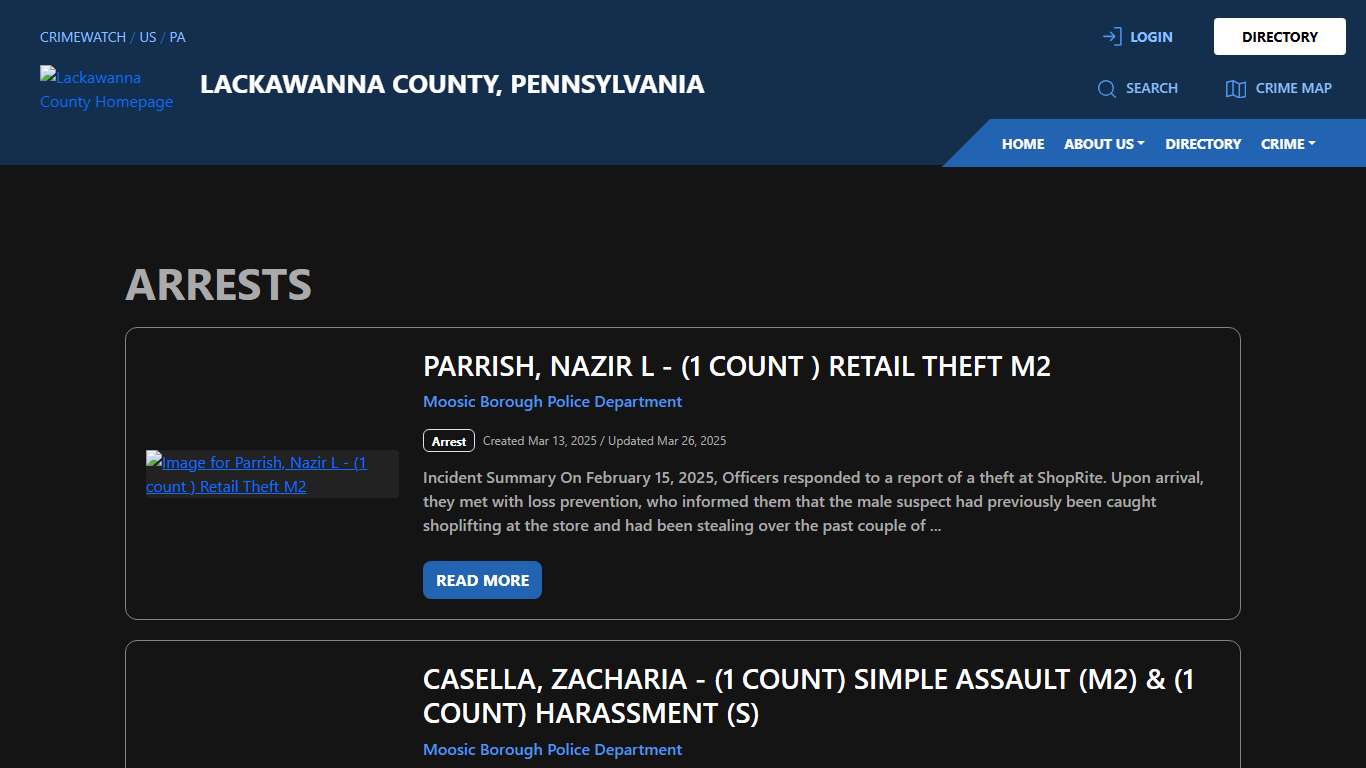 Arrests for Lackawanna County, Pennsylvania | CRIMEWATCH